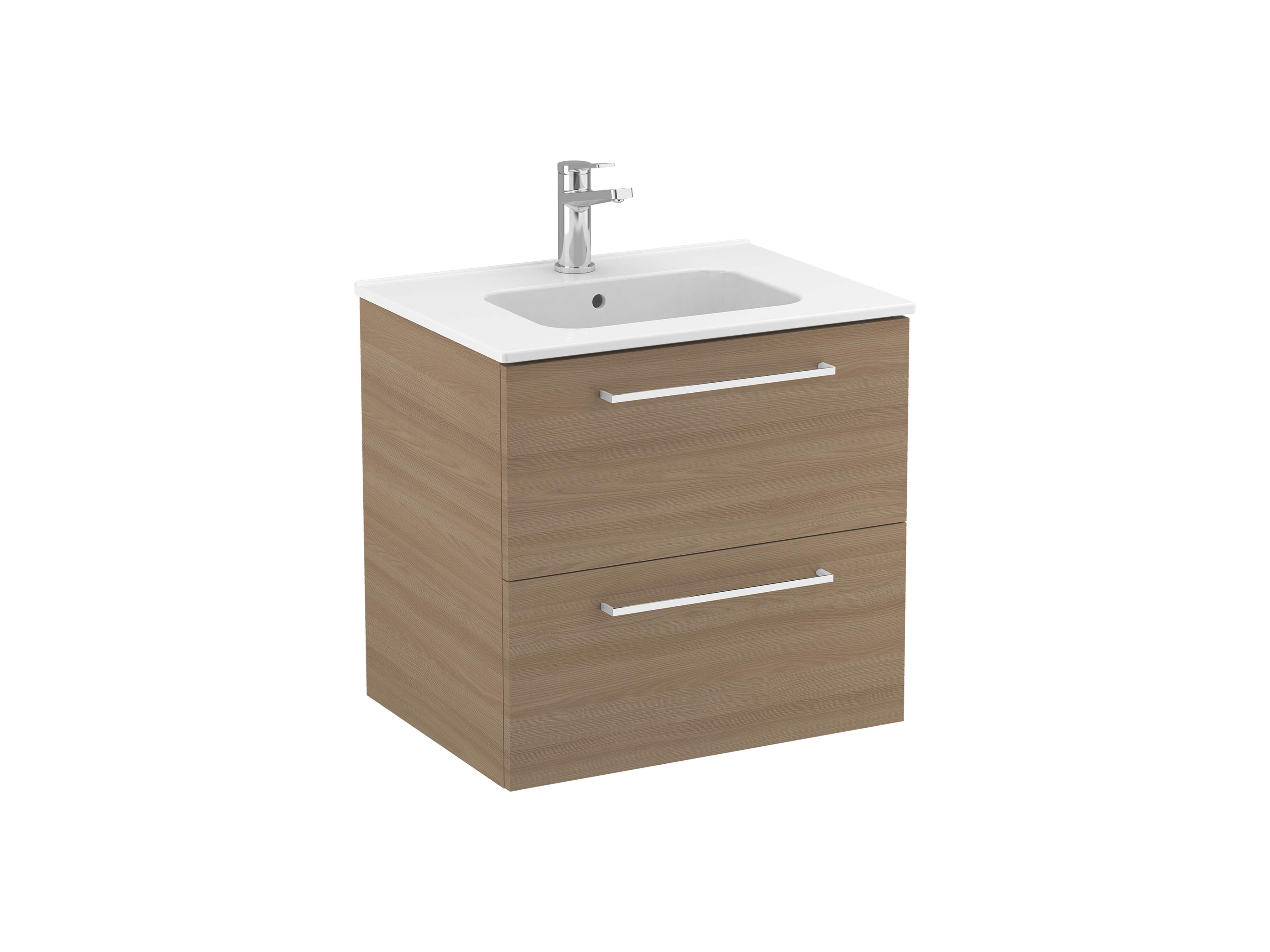 Vanity units with washbasin Textured walnut FICUS S70204103103501 Sanitana