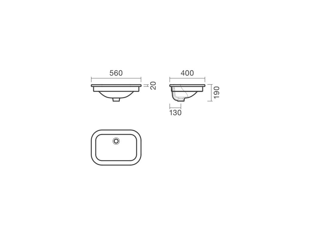 Recessed ceramic washbasin - 560mm (S10074730500000) | SANITANA