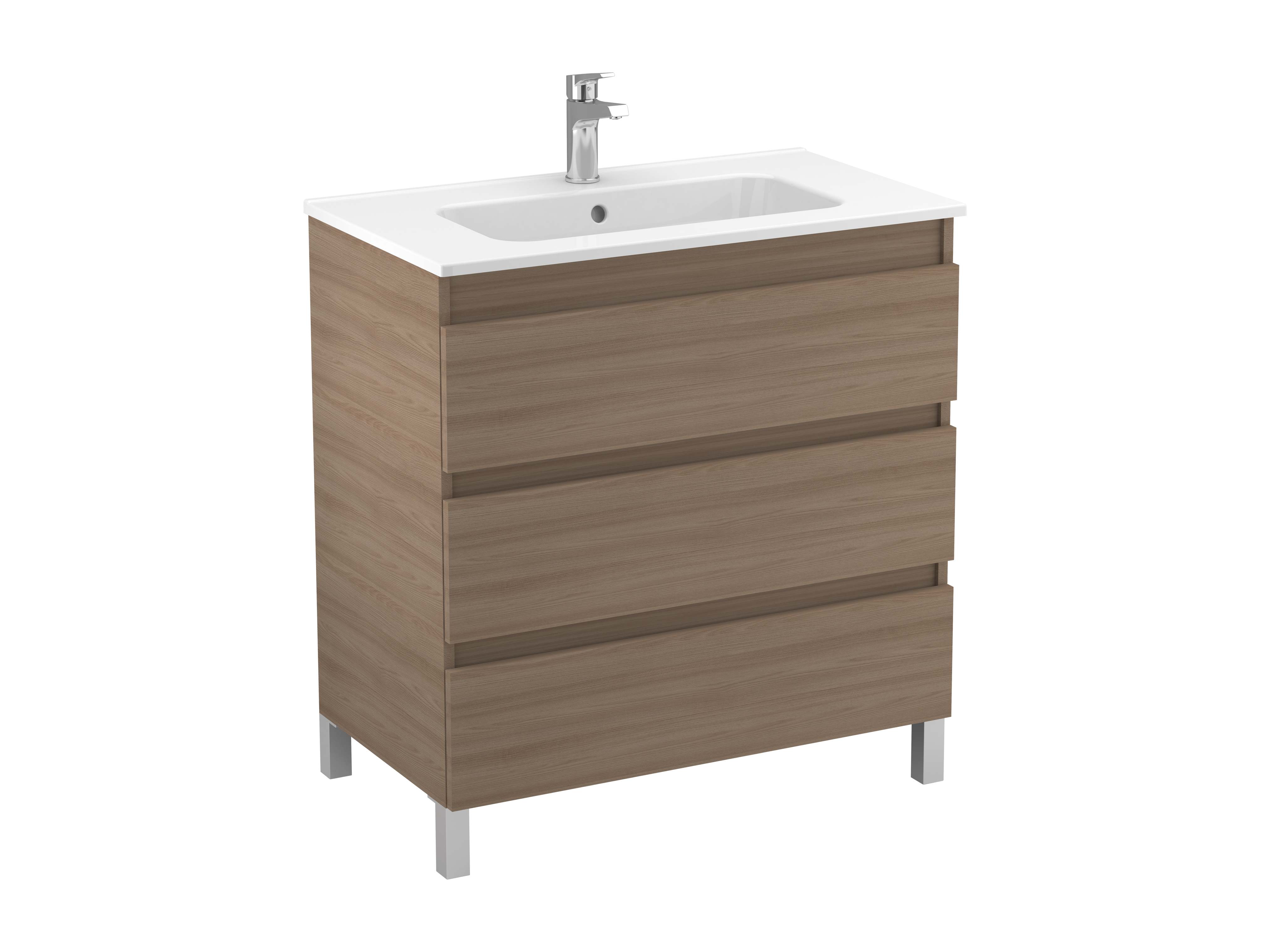 Vanity units with washbasin Textured walnut MAPLE S70209303703500 Sanitana