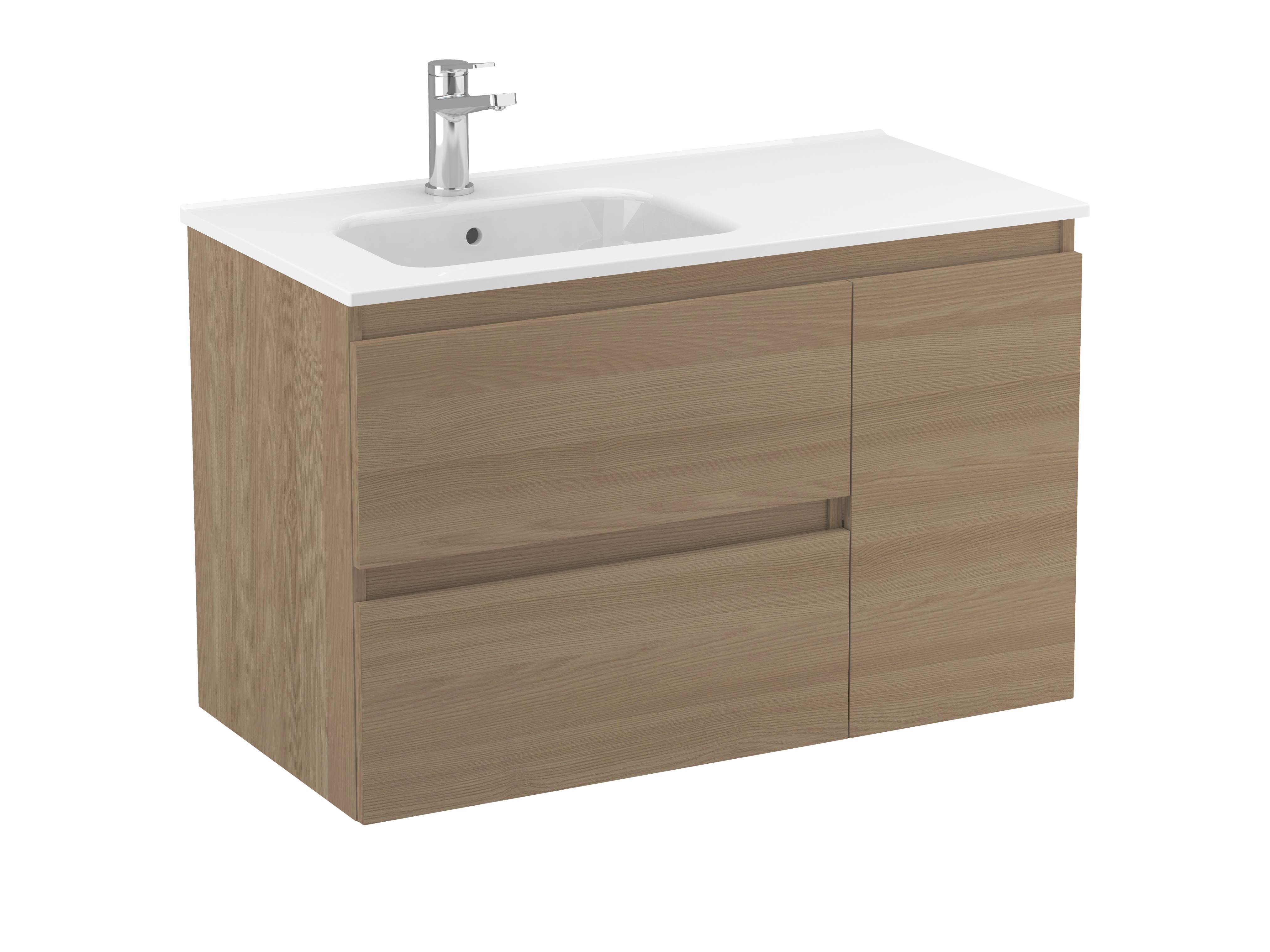 Vanity units with washbasin Textured walnut MAPLE S70206000003501 Sanitana