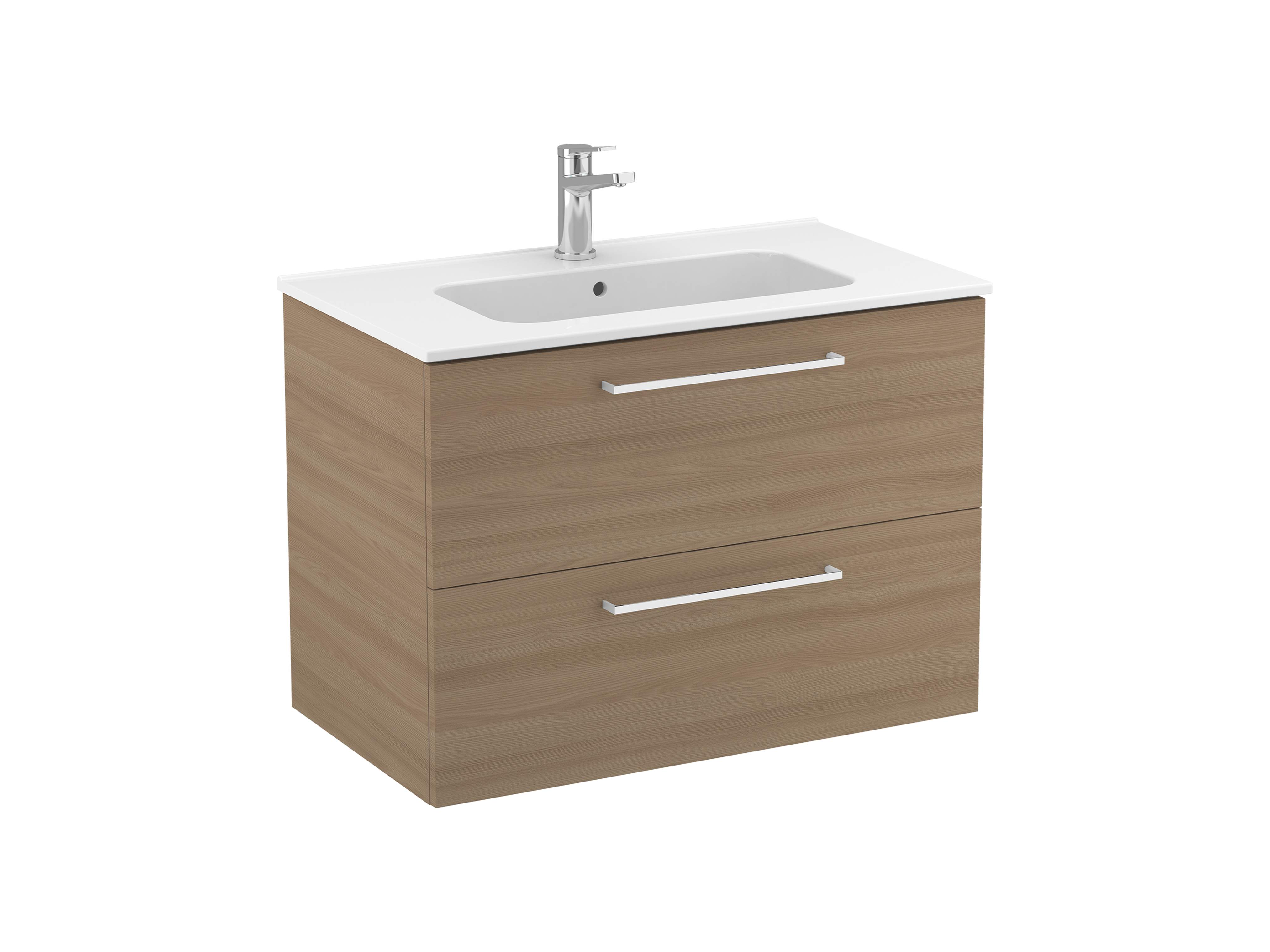 Vanity units with washbasin Textured walnut FICUS S70204003103501 Sanitana