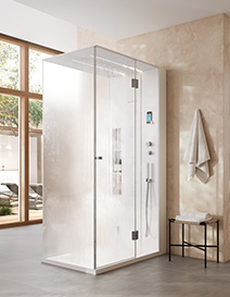 Cabina de duche e sauna - porta à direita - vidro translúcido